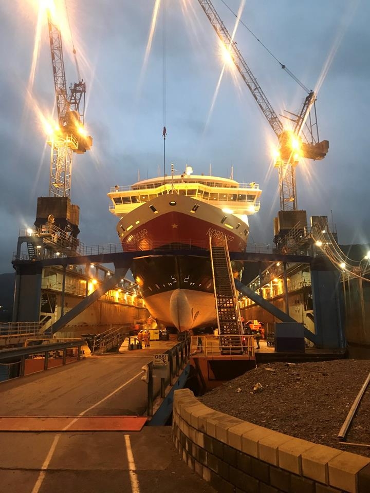 MS Nordkapp at Olen yard of Westron Yards AS