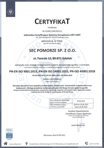 Integrated management system certified for ISO 9001: 2015, ISO 14001: 2015 and ISO 45001: 2018
