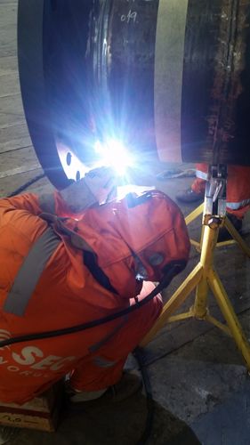 Welding flanges to wide dimension pipise for Nyhamna Project